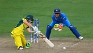 BRISTOL, ENGLAND - JULY 12:  India wicketkeeper Sushma Verma looks on as Australia batsman Nicole Bolton hits out during the  ICC Women's World Cup 2017  match between Australia and India at The County Ground on July 12, 2017 in Bristol, England.  (Photo by Stu Forster/Getty Images)